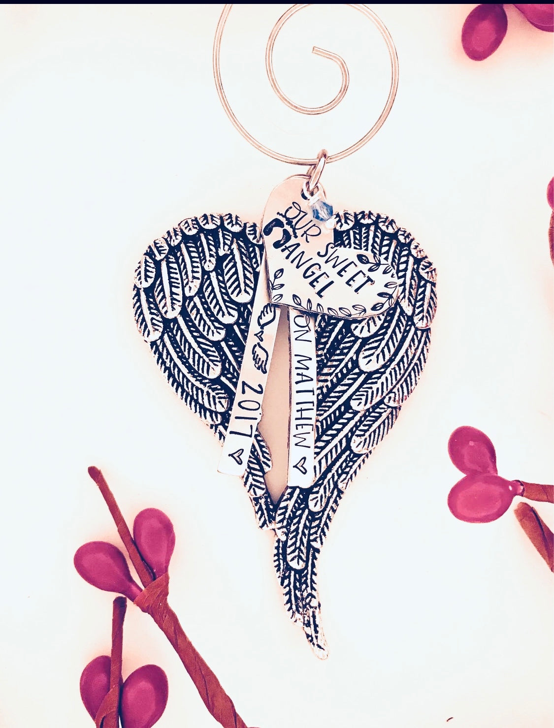 First Christmas in Heaven Memorial Angel wing ornament Angel baby Mommy of an Angel loss of a loved one memorial ornament for child