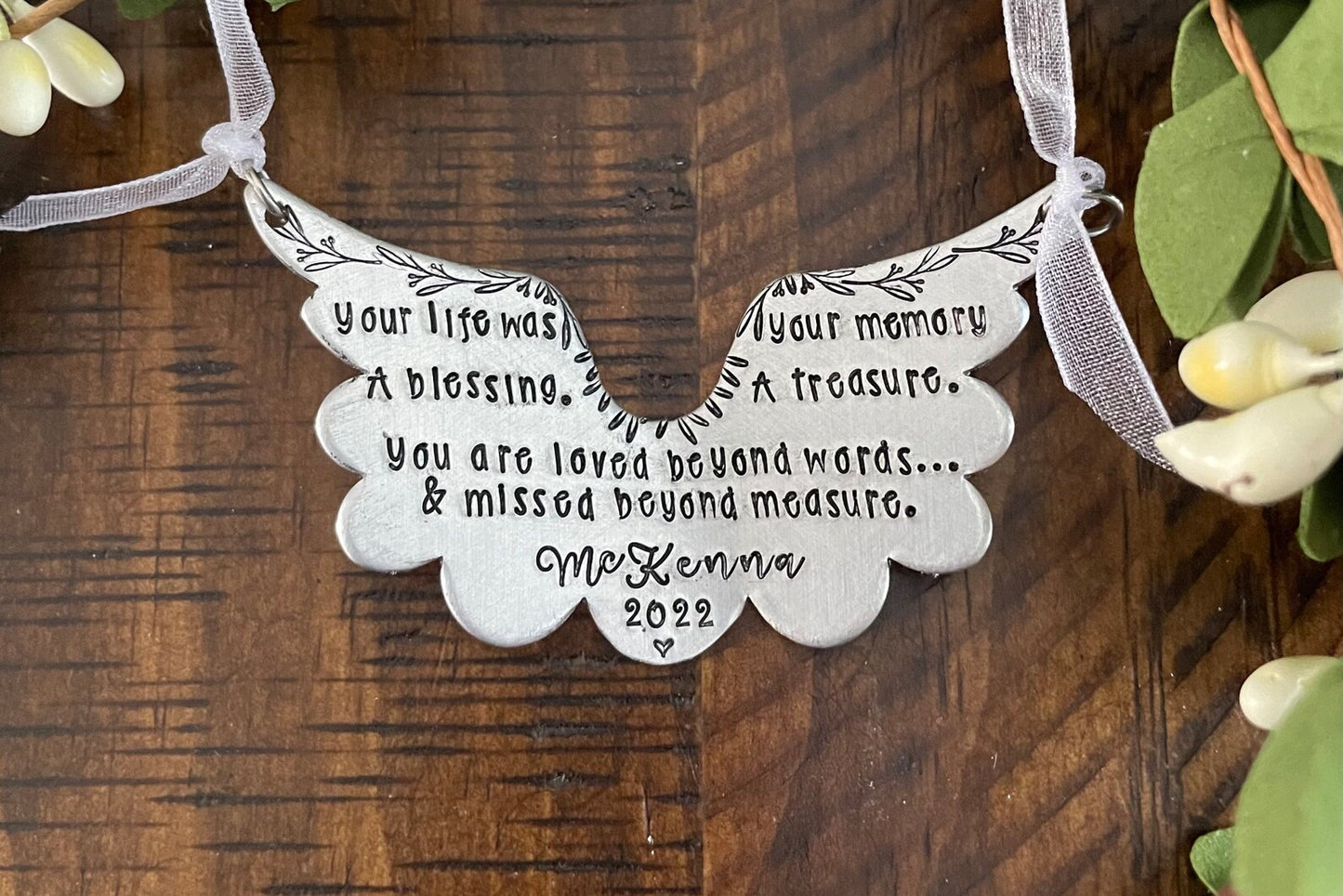 Angel wing ornament loss of a loved one Angel baby ornament first Christmas in heaven memorial ornament memorial mirror dangle