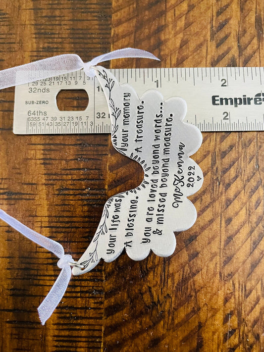 Angel wing ornament loss of a loved one Angel baby ornament first Christmas in heaven memorial ornament memorial mirror dangle