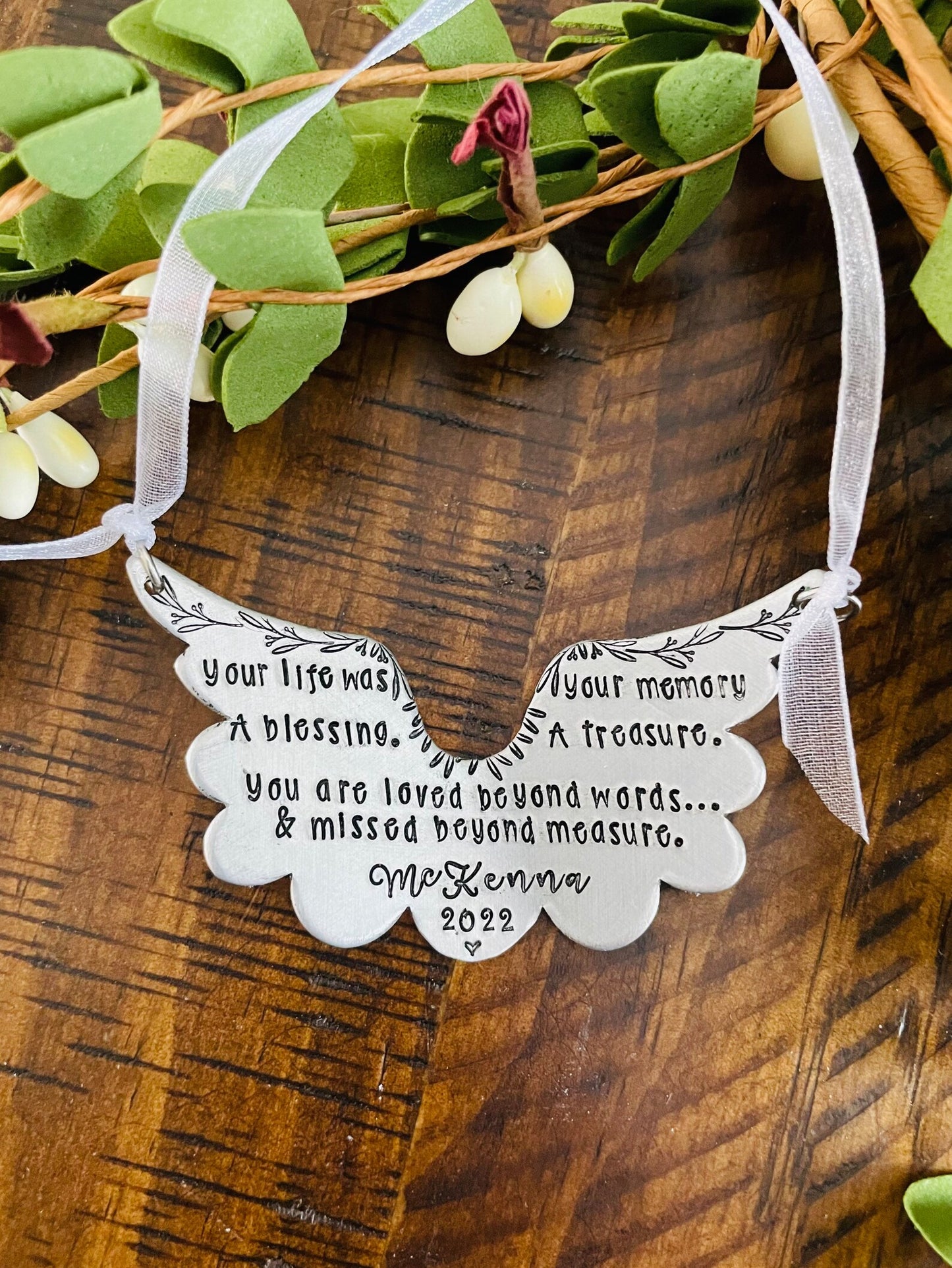 Angel wing ornament loss of a loved one Angel baby ornament first Christmas in heaven memorial ornament memorial mirror dangle