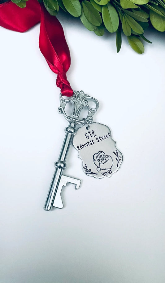 Santa Key ornament hand stamped personalized key House warming gift realtor gifts 2022 key ornament Santa’s magical key realtor ornament