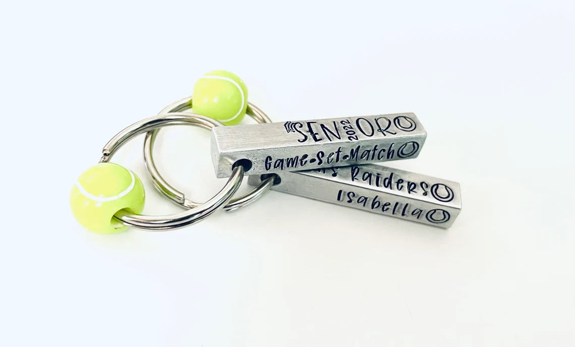 Personalized Senior key chain senior 2023 tennis gift hand stamped metal key chain high school senior gift personalized tennis Senior gift