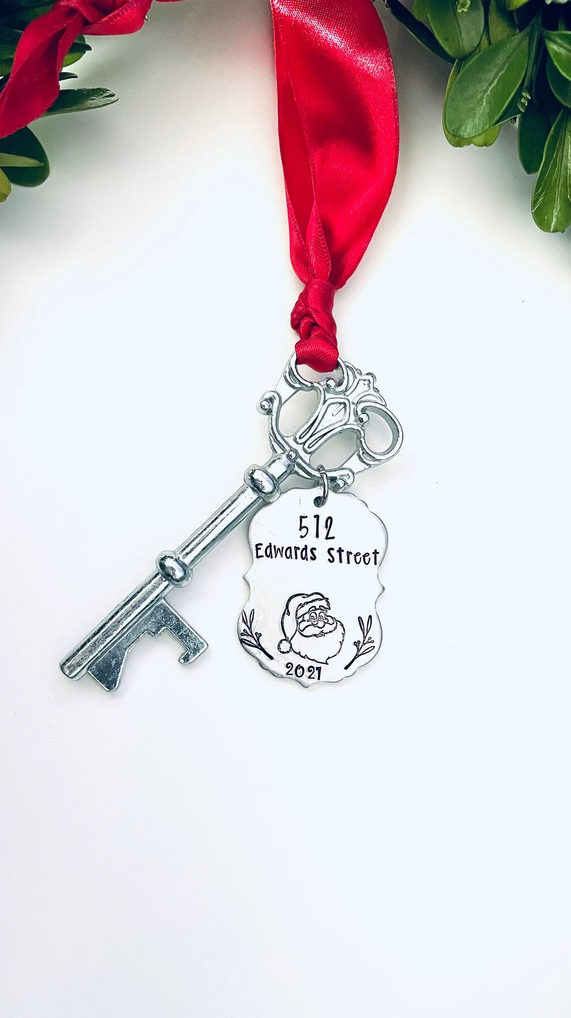 Santa Key ornament hand stamped personalized key House warming gift realtor gifts 2022 key ornament Santa’s magical key realtor ornament
