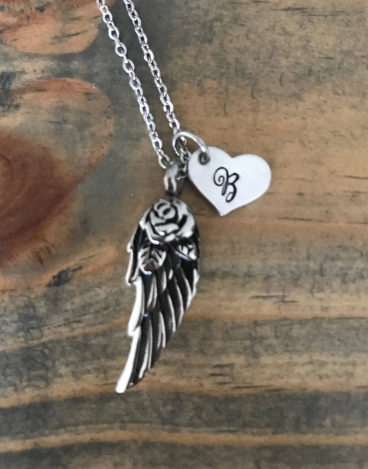 Cremation memorial Wing urn for ashes necklace cremation jewerly infant loss remembrance jewelry hand stamped custom Angel baby urn for her