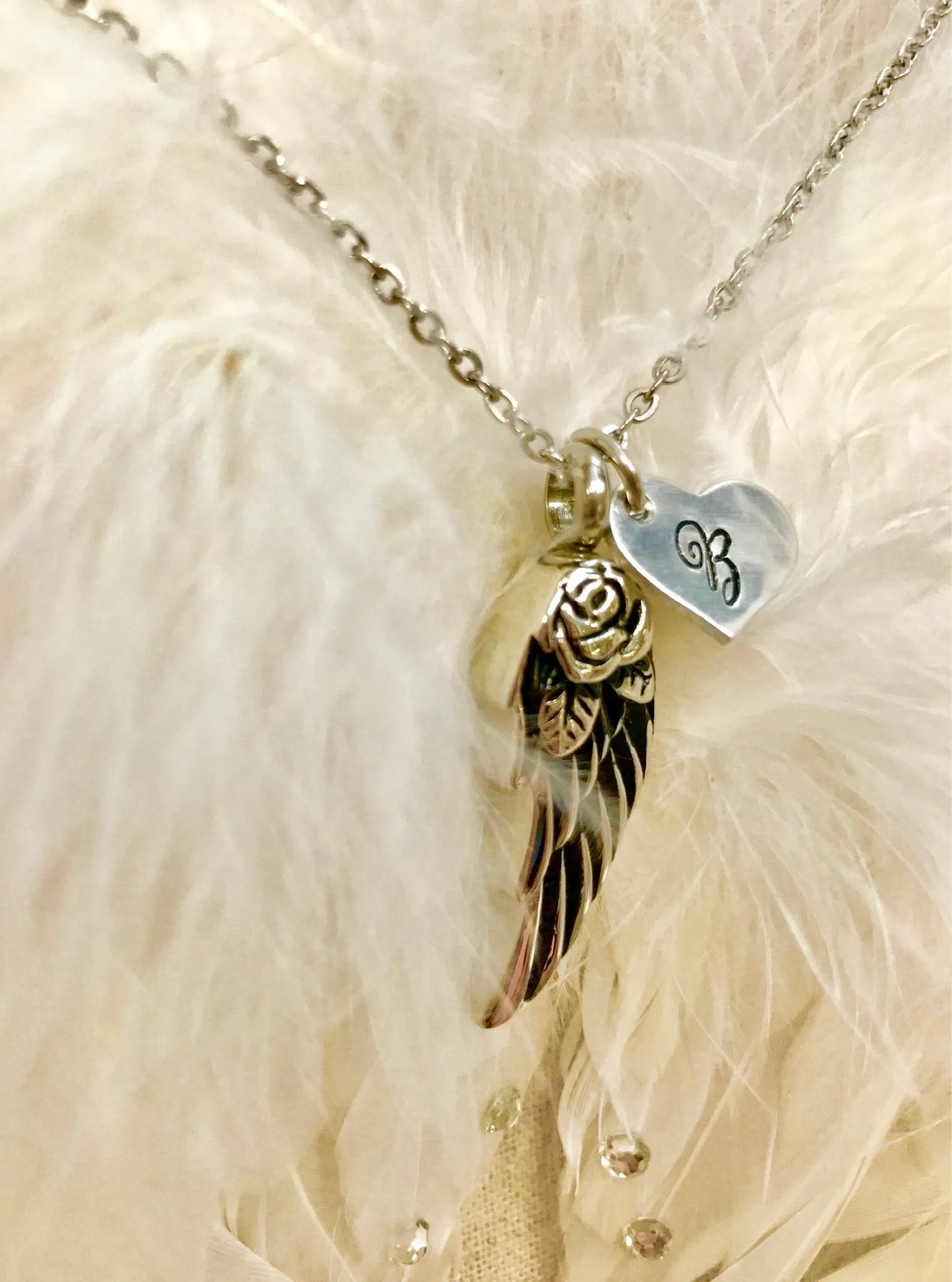 Cremation memorial Wing urn for ashes necklace cremation jewerly infant loss remembrance jewelry hand stamped custom Angel baby urn for her