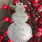 Snowman ornament • hand stamped, metal snowman • family Christmas ornament • snowmen • family names • kids names • pet names • 2023 ornament