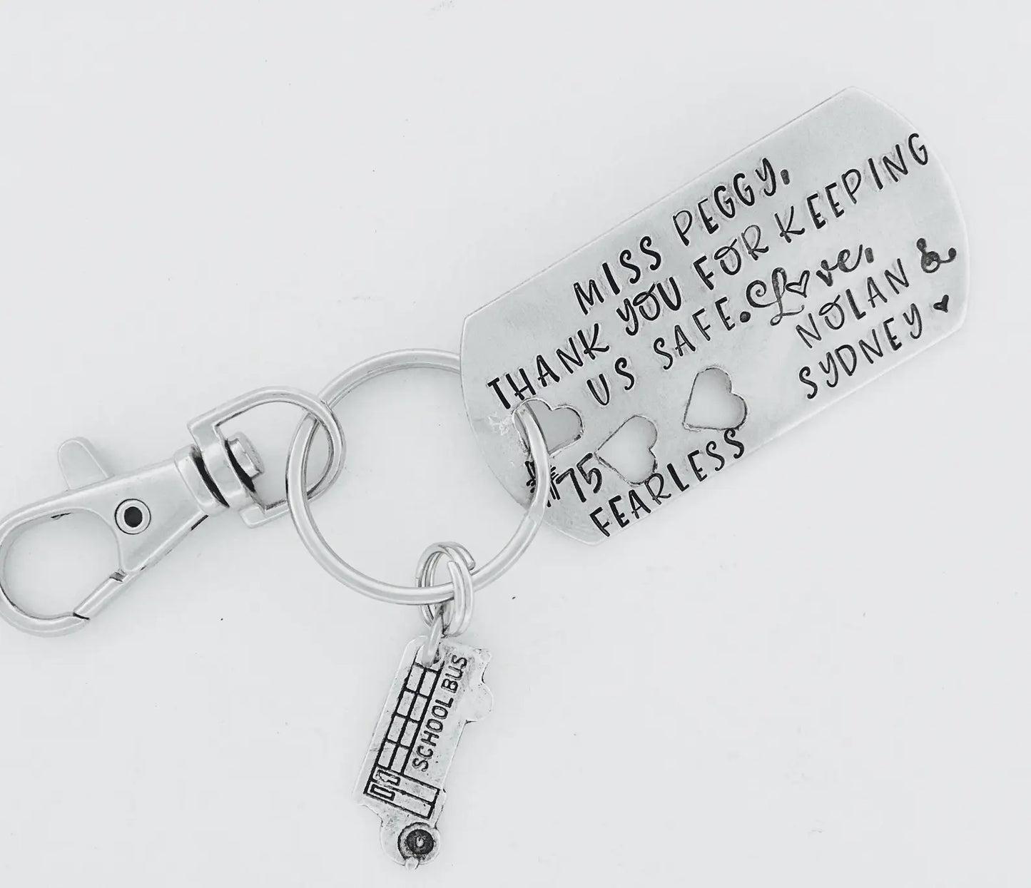 School bus driver gift • bus driver key ring • school bus driver key chain • hand stamped bus key ring • bus driver end of school gift