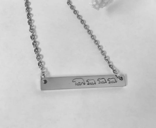 Mama bear necklace • mama and cubs • personalized bar necklace hand stamped bar necklace • bear and cubs mama bear mama bear bar necklace