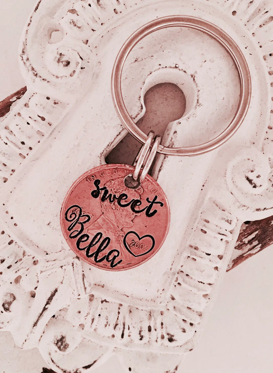 Sweet 16 key ring • Penny • personalized penny • Penny key ring • new driver • 16th birthday • license • Birthday gift
