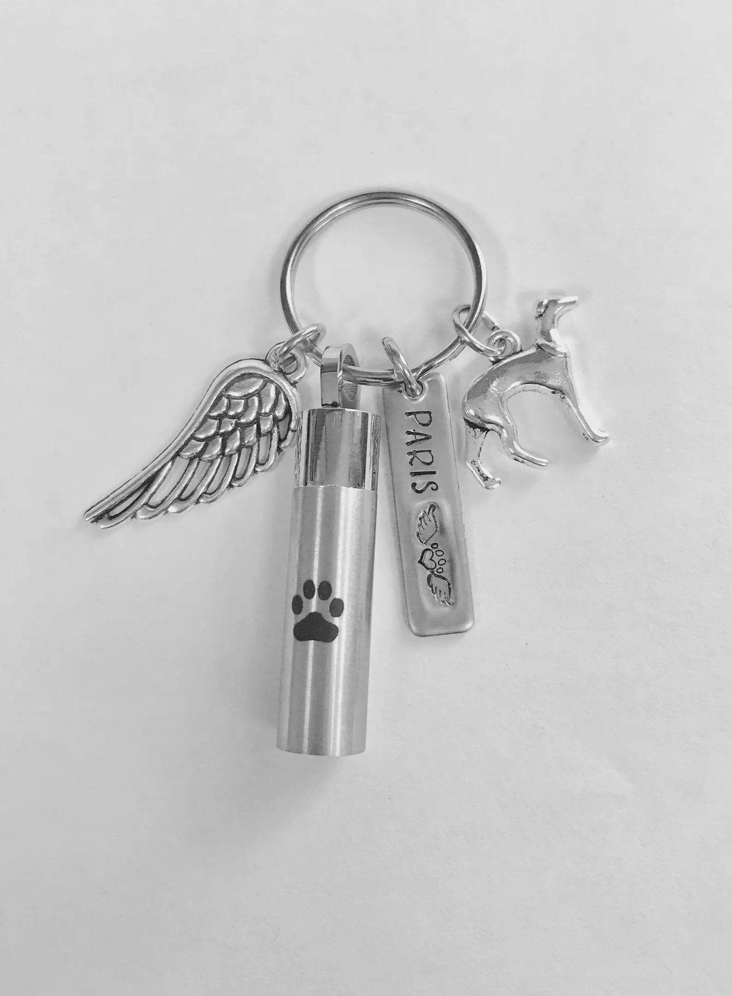 Grey hound cremation urn key chain greyhound memorial key ring pet ashes key ring for dog ashes vial for ashes loss of a hound cremation