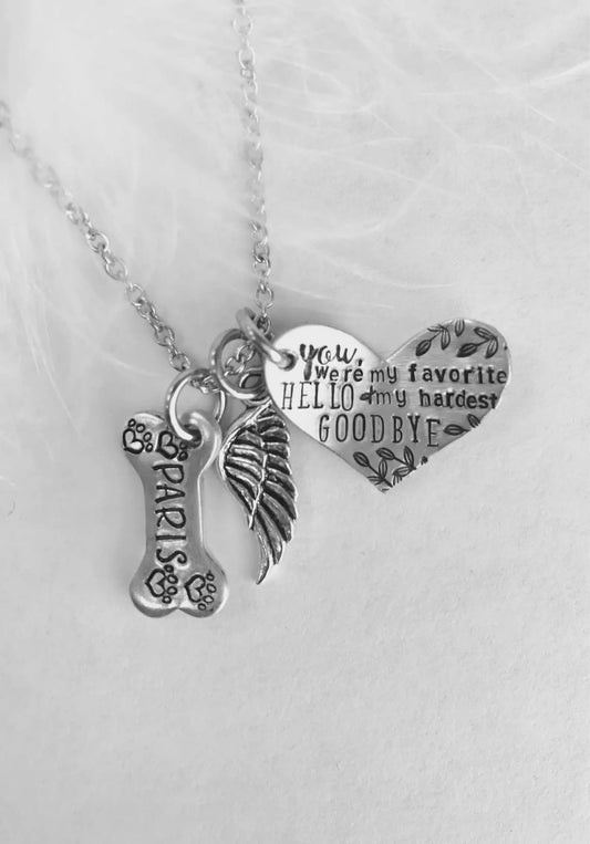 Fur baby memorial necklace loss of a beloved pet furbaby grief mourning pet memorial necklace in memory of pet necklace name necklace pet