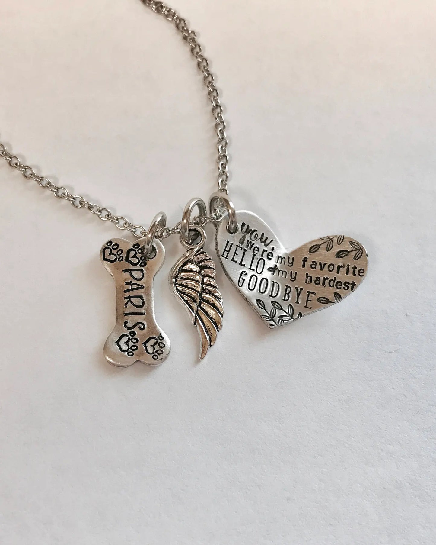 Fur baby memorial necklace loss of a beloved pet furbaby grief mourning pet memorial necklace in memory of pet necklace name necklace pet