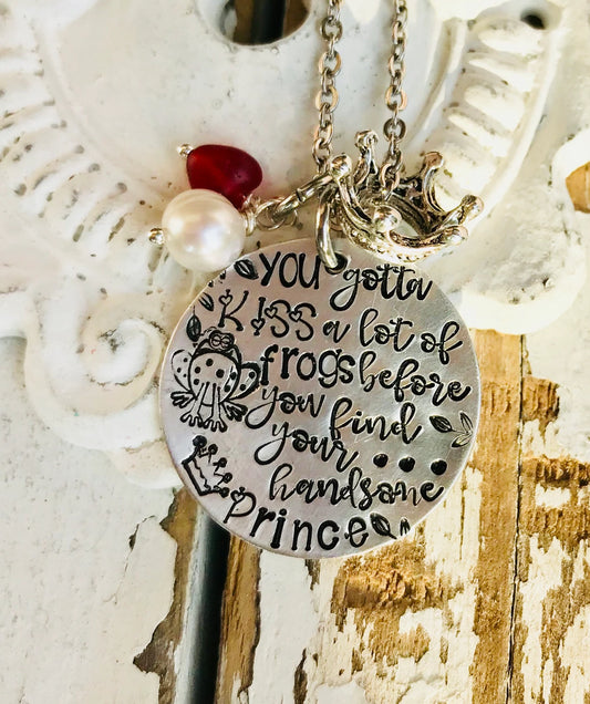 You gotta kiss a lot of frogs to find your handsome prince frog necklace bff necklace gag gift i love frogs froggy gotta kiss a lot of toads