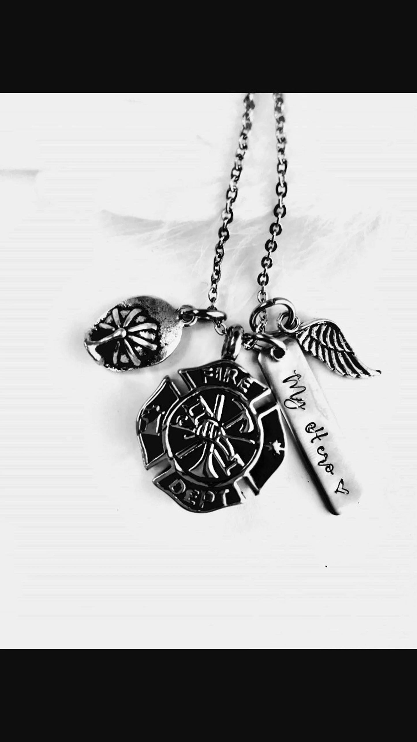 Fallen firefighter Fireman urn pendant firemen memorial necklace fireman ashes necklace Fallen Hero hand stamped urn Maltese cross