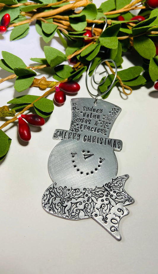 Jolly Snowman Ornament Frosty the Snowman Christmas Ornament personalized Kids names 2023 personalized family Ornament snowmen Snowflakes