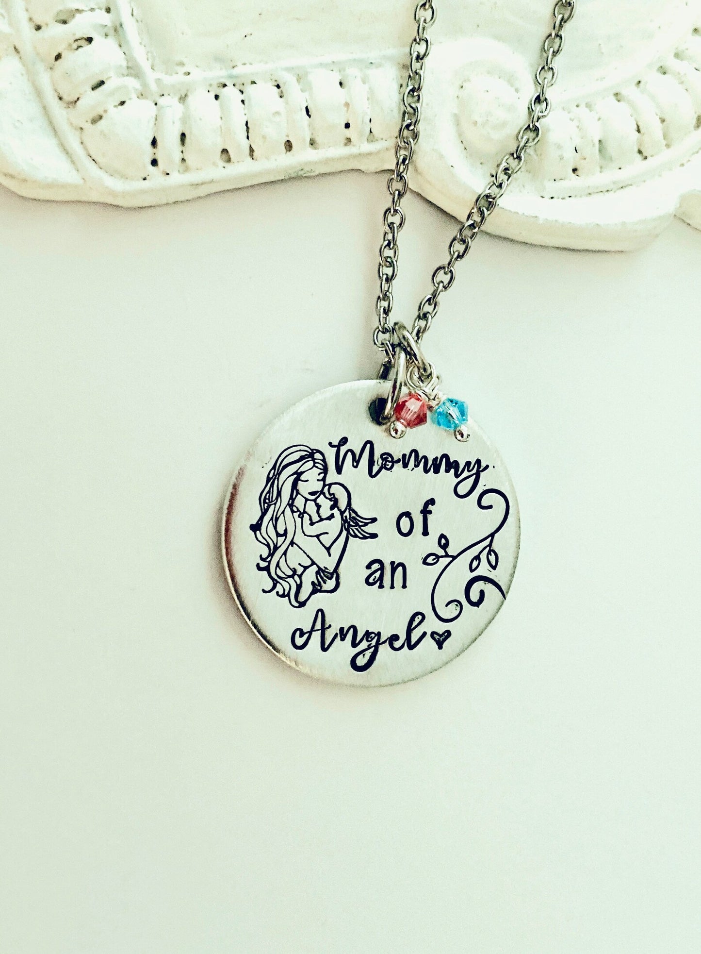 Mommy of an Angel necklace born into heaven Angel baby gift child loss memorial jewelry miscarriage grandma of an angel
