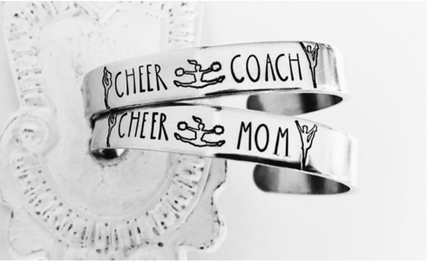 Cheer mom bracelet cheer coach gift Pom Pom Coach gift I love cheer leading cheer cuff hand stamped cheer bracelet