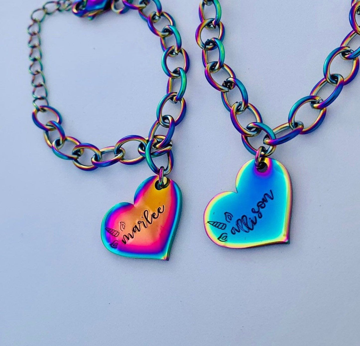 unicorn bracelet rainbow unicorn heart personalized hand stamped childs bracelet unicorn bracelet rainbow bracelet