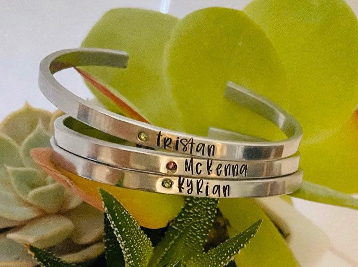 Personalized cuff bracelet kids names birthstone bracelets hand stamped skinny stacking bracelets hand stamped customized name bracelets