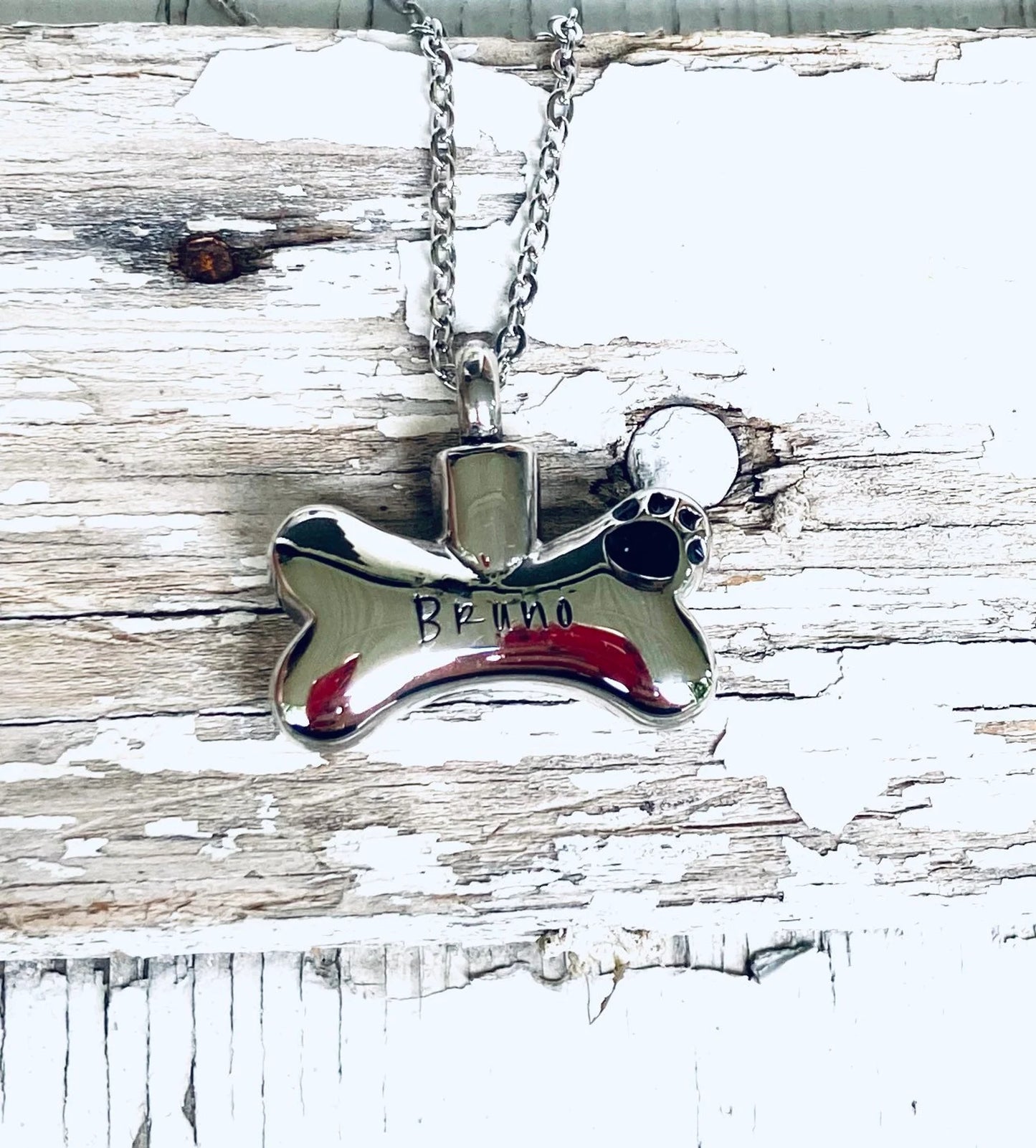 Cremation dog memorial urn, personalized dog bone urn dog urn, ashes necklace, loss of a pet hand stamped cremation, loss of a fur baby urn