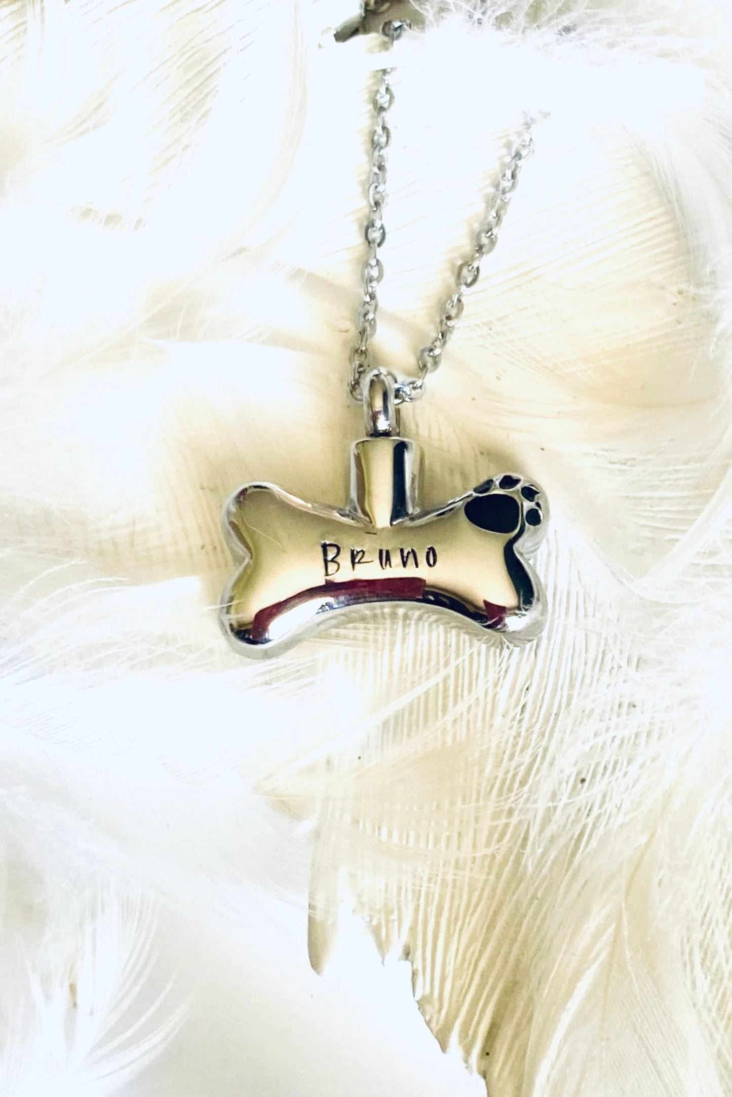 Cremation dog memorial urn, personalized dog bone urn dog urn, ashes necklace, loss of a pet hand stamped cremation, loss of a fur baby urn