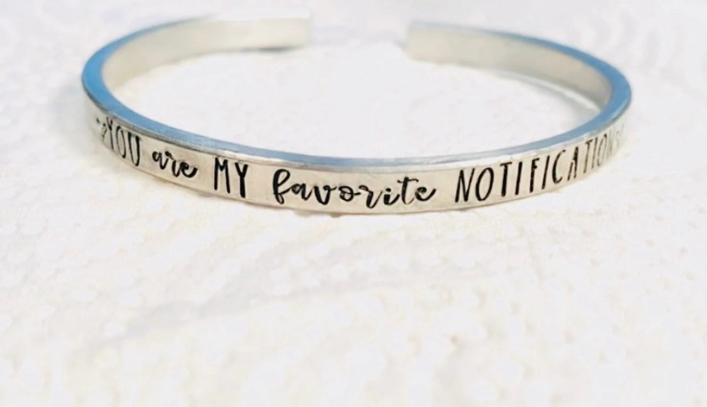 On line friends long distance friendship you are my favorite notification internet friends gift long distance girlfriend gift hand stamped
