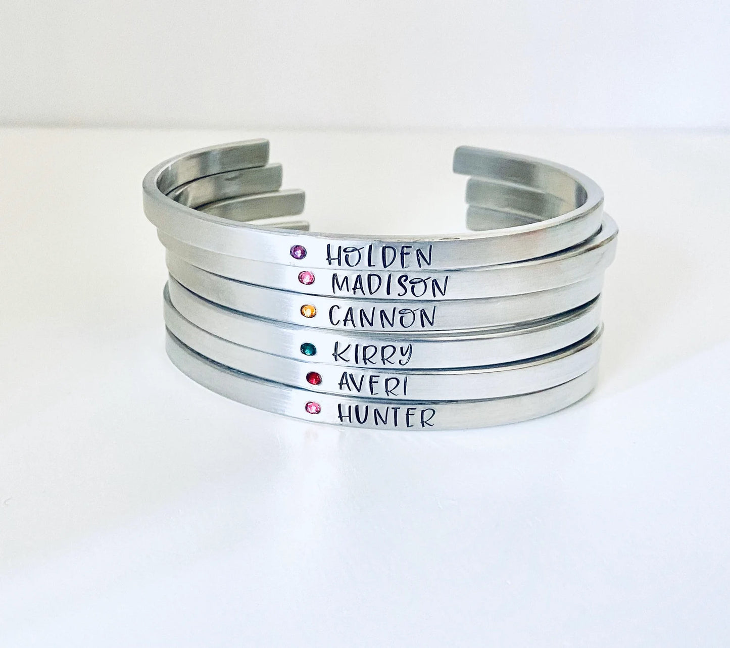 Personalized cuff bracelet kids names birthstone bracelets hand stamped skinny stacking bracelets hand stamped customized name bracelets