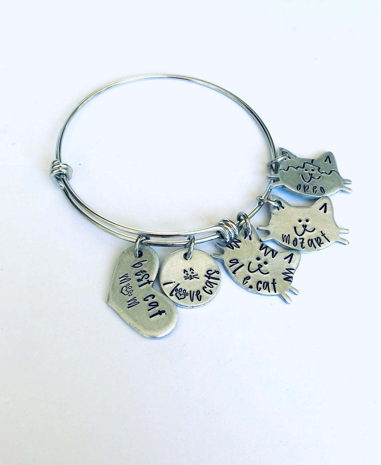 Cat mom bracelet I love cats personalized cat bracelet kittens expandable cat bracelet cat jewelry new cat mom new kitten mom cat dad