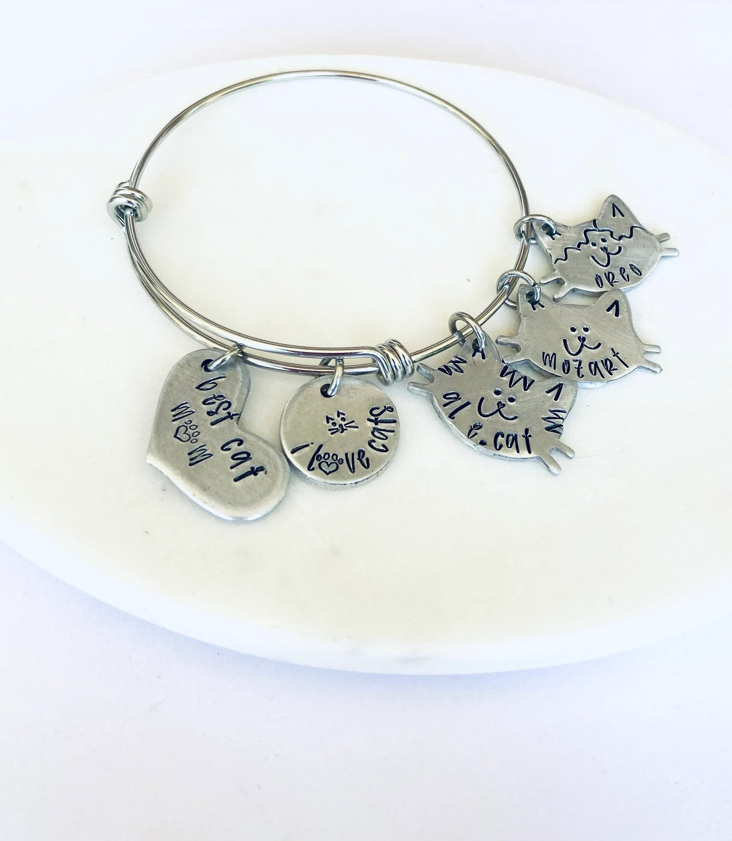 Cat mom bracelet I love cats personalized cat bracelet kittens expandable cat bracelet cat jewelry new cat mom new kitten mom cat dad