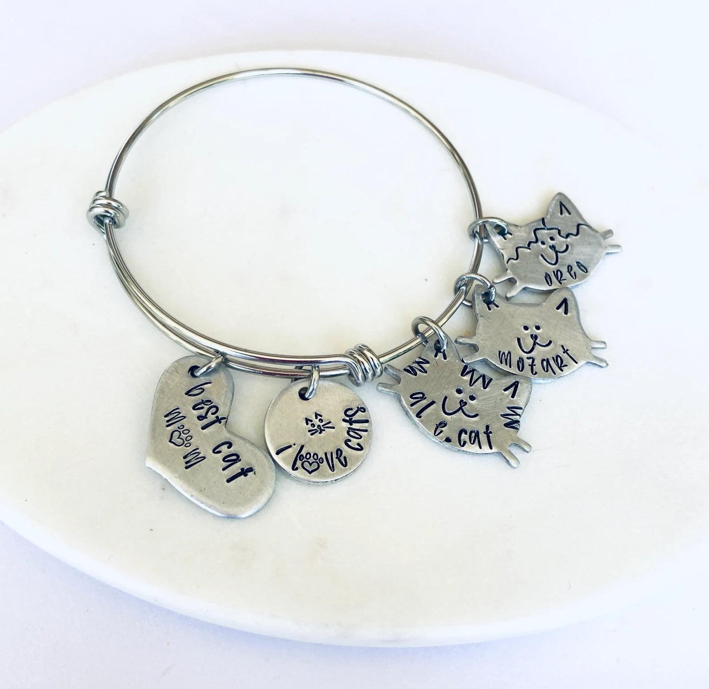 Cat mom bracelet I love cats personalized cat bracelet kittens expandable cat bracelet cat jewelry new cat mom new kitten mom cat dad
