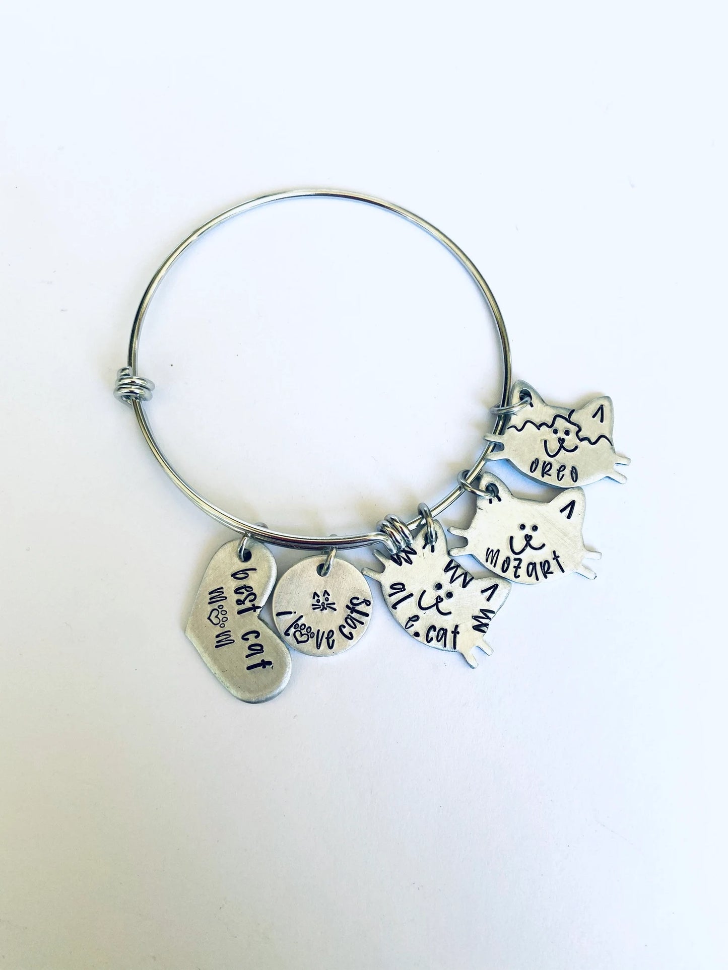 Cat mom bracelet I love cats personalized cat bracelet kittens expandable cat bracelet cat jewelry new cat mom new kitten mom cat dad