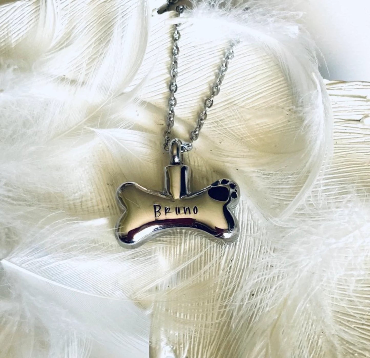 Cremation dog memorial urn, personalized dog bone urn dog urn, ashes necklace, loss of a pet hand stamped cremation, loss of a fur baby urn