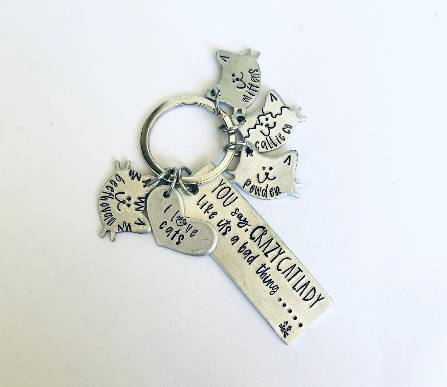 Cat lady key chain I love cats too many cats best cat mama crazy cat momma key ring
