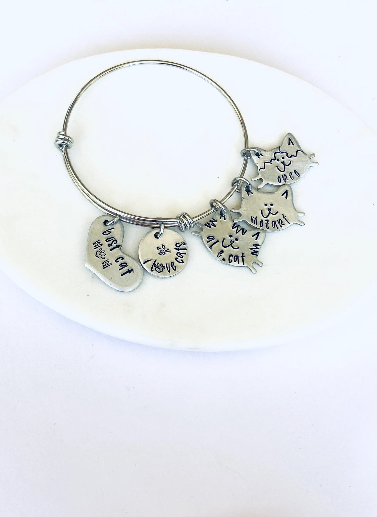 Cat mom bracelet I love cats personalized cat bracelet kittens expandable cat bracelet cat jewelry new cat mom new kitten mom cat dad