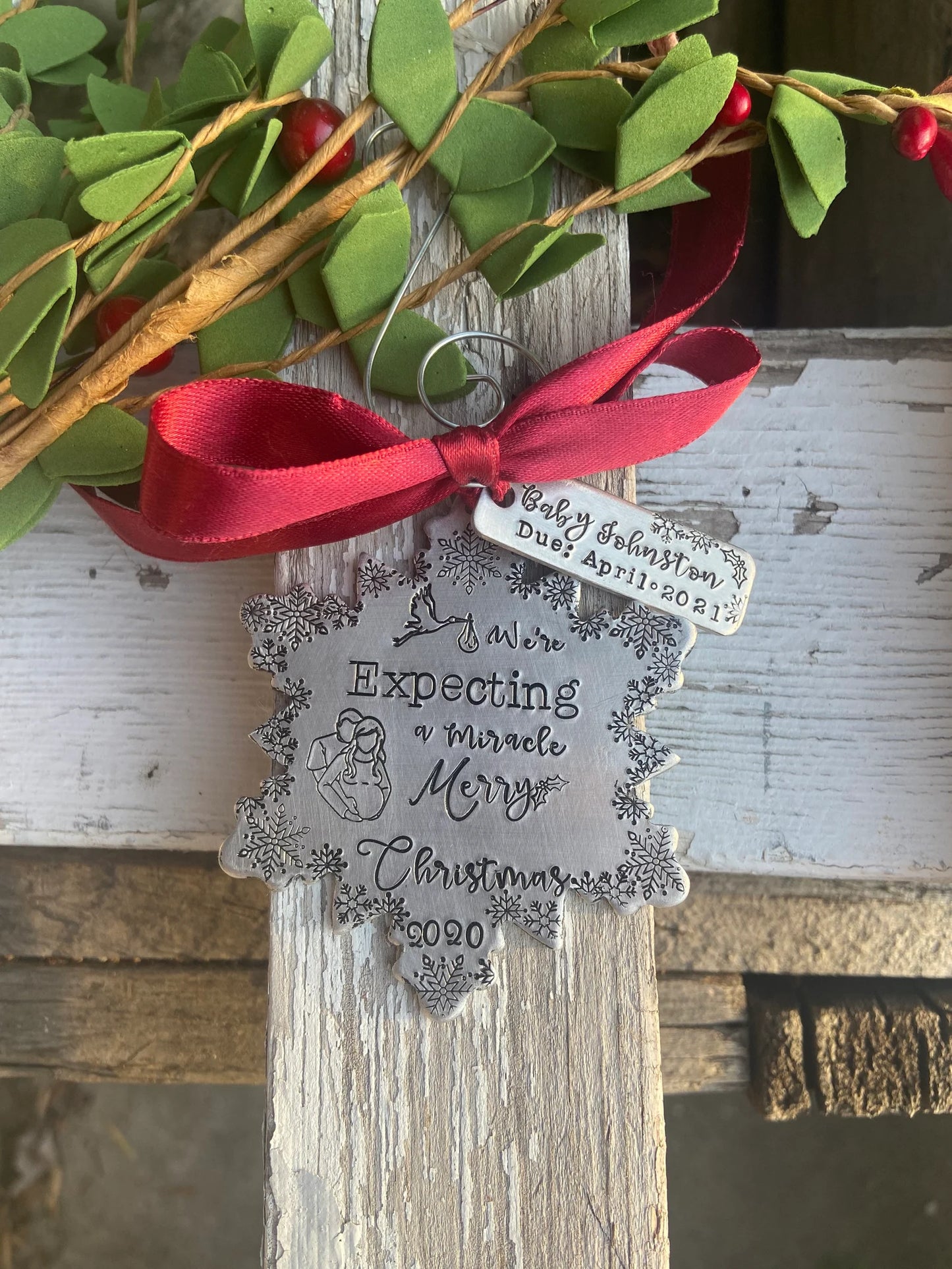 Pregnancy announcement ornament we’re Expecting a miracle We’re pregnant ornament first Christmas together family ornament 2022 ornament