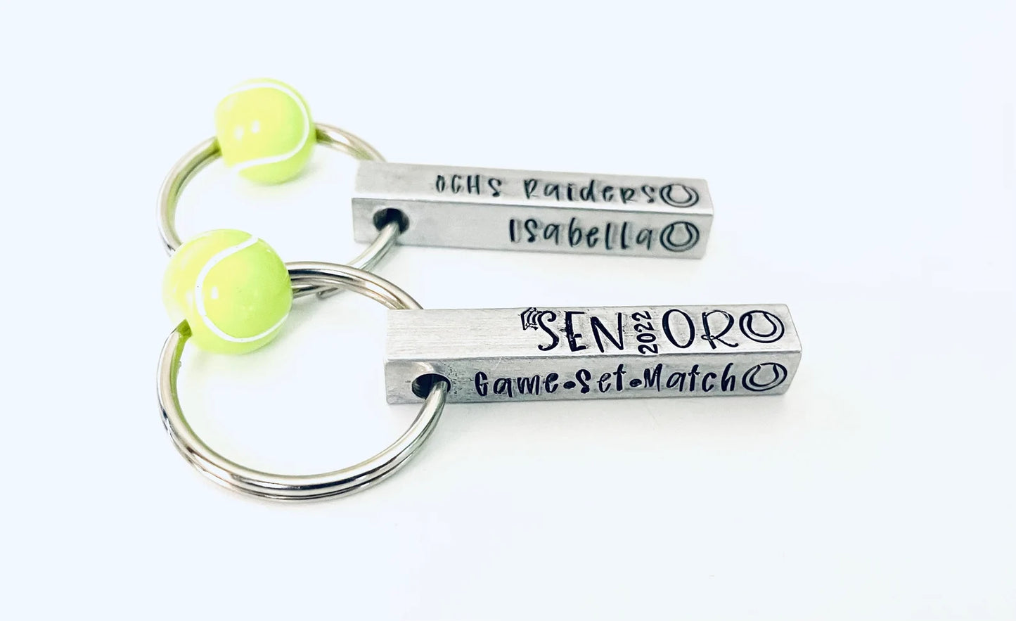 Personalized Senior key chain senior 2023 tennis gift hand stamped metal key chain high school senior gift personalized tennis Senior gift