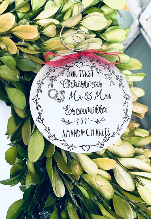 Our first Christmas as Mr and Mrs our first Christmas Married ornament personalized first Christmas ornament 2021 married this Christmas