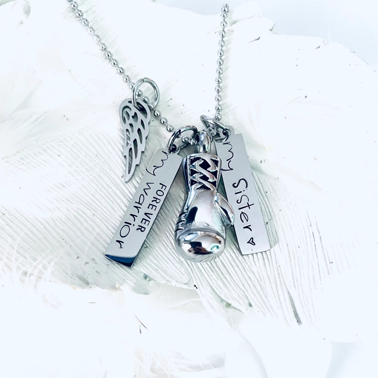 Warrior urn Boxing glove urn necklace Ashes necklace cremation memorial jewelry fighter memorial jewelry
