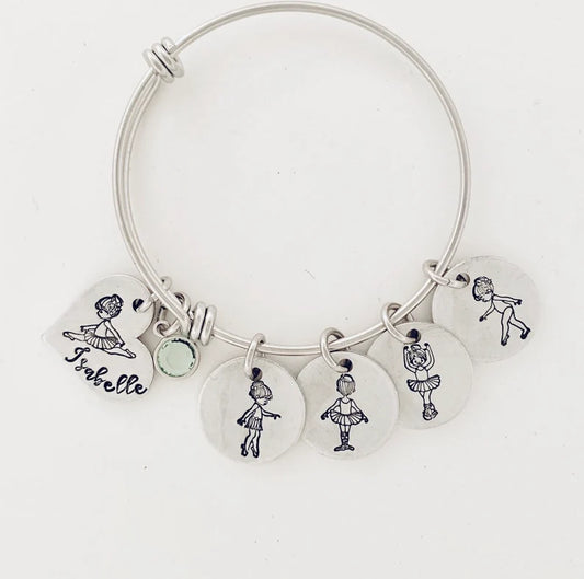 5678 dance Ballerina bracelet hand stamped dance bracelet charm bracelet ballerina ballet gymnastics jewelry dance gift dance teacher gift