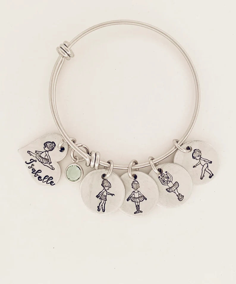 5678 dance Ballerina bracelet hand stamped dance bracelet charm bracelet ballerina ballet gymnastics jewelry dance gift dance teacher gift