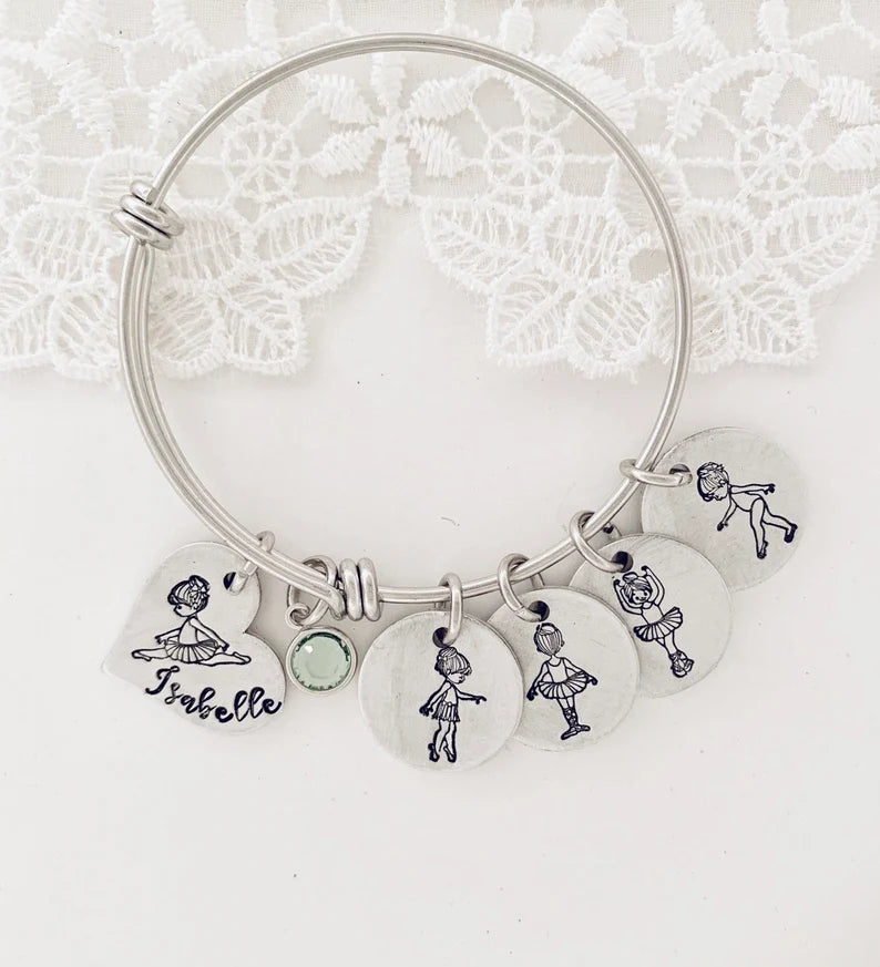 5678 dance Ballerina bracelet hand stamped dance bracelet charm bracelet ballerina ballet gymnastics jewelry dance gift dance teacher gift