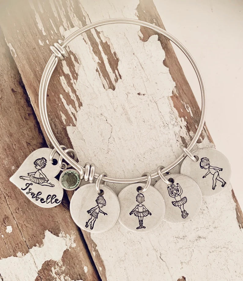 5678 dance Ballerina bracelet hand stamped dance bracelet charm bracelet ballerina ballet gymnastics jewelry dance gift dance teacher gift