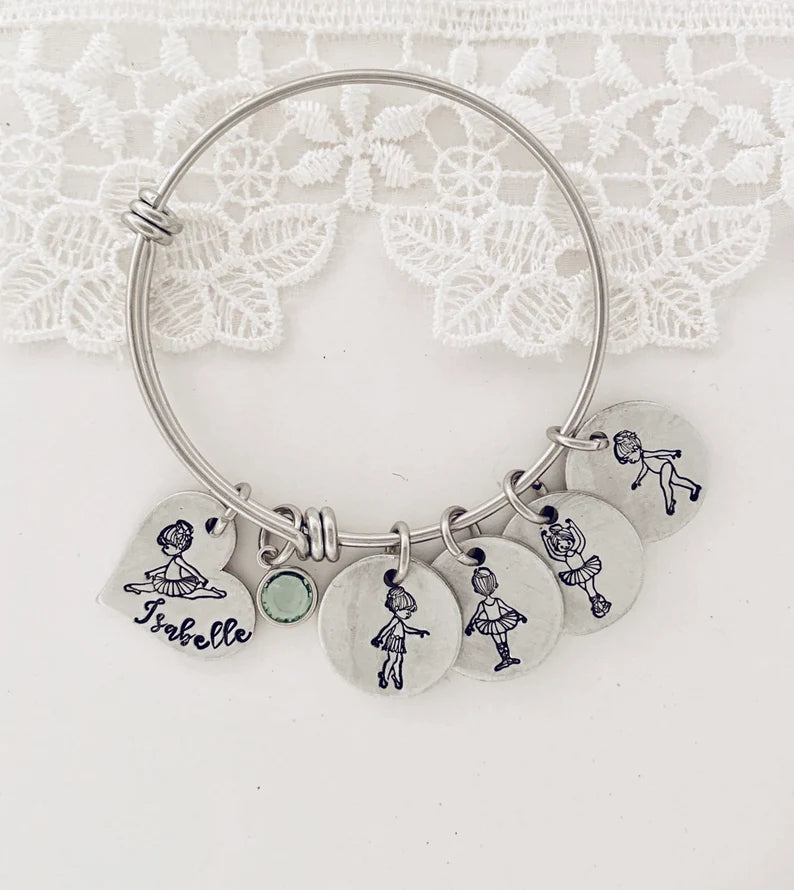 5678 dance Ballerina bracelet hand stamped dance bracelet charm bracelet ballerina ballet gymnastics jewelry dance gift dance teacher gift