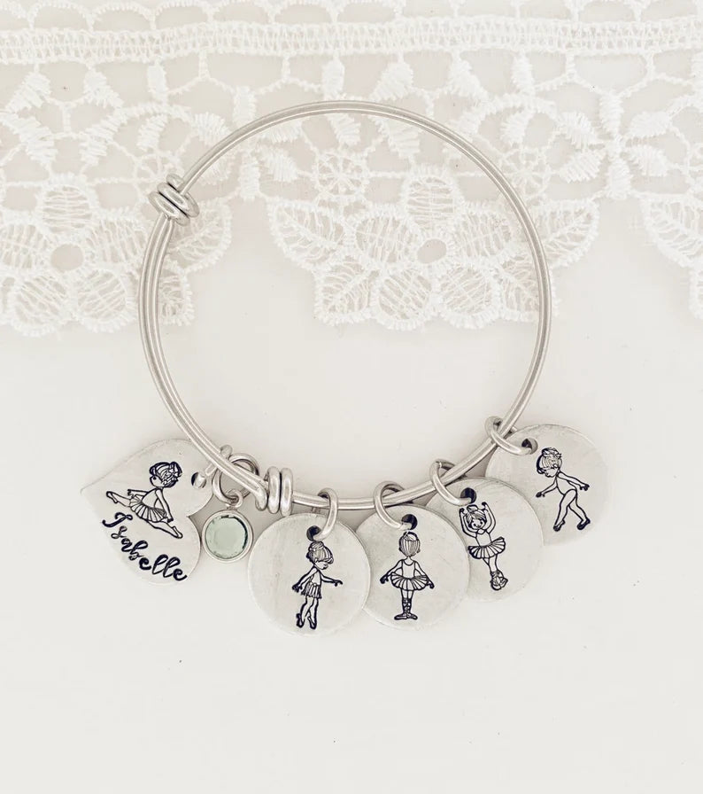 5678 dance Ballerina bracelet hand stamped dance bracelet charm bracelet ballerina ballet gymnastics jewelry dance gift dance teacher gift