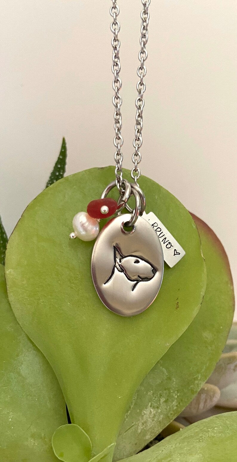 Bull Terrier mom Bullie mom gift dog mom English Bull Terrier necklace dog mama necklace dog breed necklace Spuds