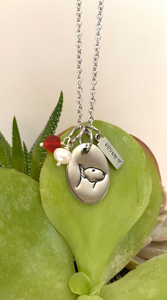 Bull Terrier mom Bullie mom gift dog mom English Bull Terrier necklace dog mama necklace dog breed necklace Spuds