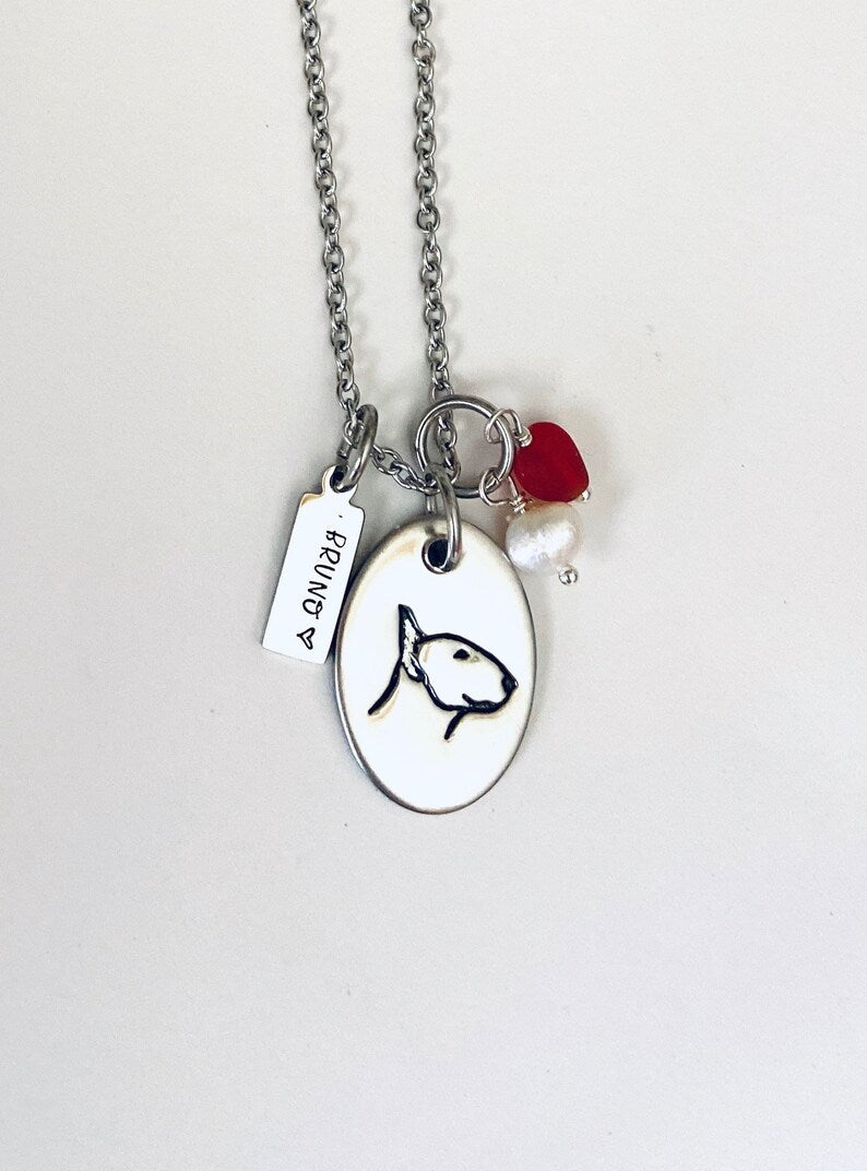 Bull Terrier mom Bullie mom gift dog mom English Bull Terrier necklace dog mama necklace dog breed necklace Spuds