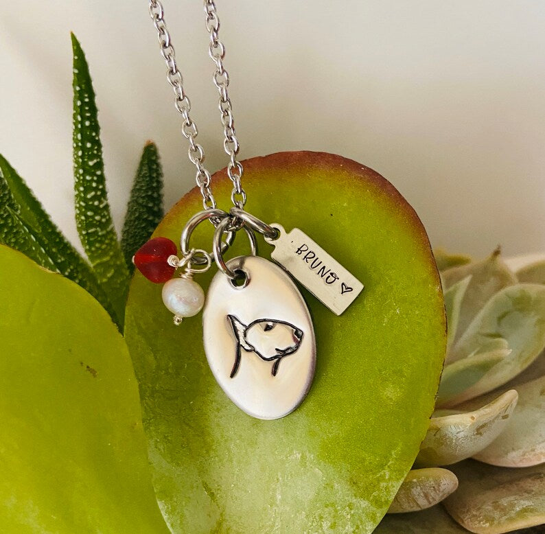 Bull Terrier mom Bullie mom gift dog mom English Bull Terrier necklace dog mama necklace dog breed necklace Spuds