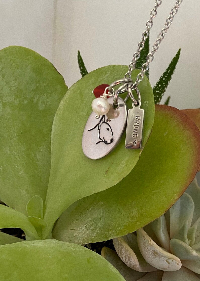 Bull Terrier mom Bullie mom gift dog mom English Bull Terrier necklace dog mama necklace dog breed necklace Spuds