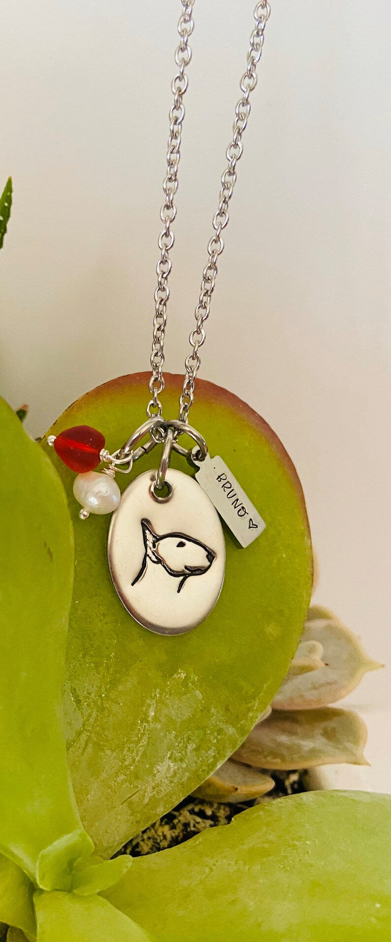 Bull Terrier mom Bullie mom gift dog mom English Bull Terrier necklace dog mama necklace dog breed necklace Spuds